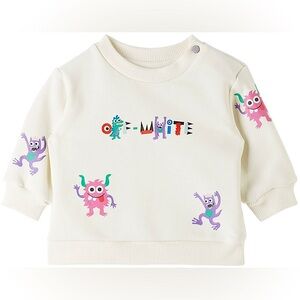 Off-White Kids Cream Sweatshirt with Pink & Purple Monster Prints